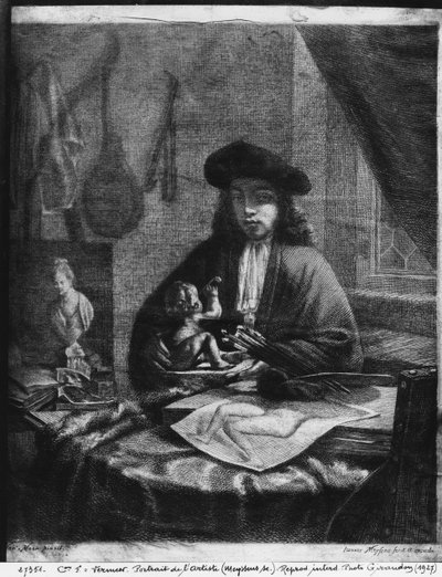 Portrait of a Young Artist, engraved by Johannes Meyssens by Michiel van Musscher